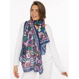 Zwillingsherz Schal ZWILLINGSHERZ "Flower Paisley", Damen, grün, Web, Obermaterial: 100% Polyester, Modetücher Schal, farbenfroh, transparent, mit Schriftzug