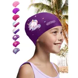 Titel: KIDVERSE Badekappe Mädchen Lange Haare 6-9 Jahre - Badekappe Kinder Mädchen mit Anti-Rutsch-Noppen- Badehaube Kinder - UV Schutz Schwimmhaube Kinder reißfest & wasserdicht