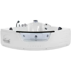 Whirlpool Badewanne weiß Eckmodell mit LED 214 x 155 cm MARTINICA