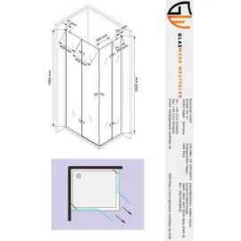 Buylando Eck-Duschkabine mit Eckeinstieg 100 x 195 cm Transparent Klarglas