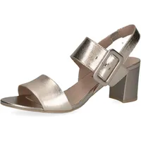 CAPRICE Damen Sandalen mit Absatz aus Leder mit Fußbett, Metallisch (Platin Metal.), 36 EU