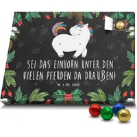 Mr. & Mrs. Panda Schoko Adventskalender Einhorn Stolzieren - Schwarz - Geschenk, Unicorn, Einhorn Deko, Schokoladen Adventskalender, Pegasus, Einh... - Schwarz