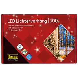 IDENA 3,0 x 3,0 m LED Lichtervorhang transparent 3,0 m - Weiß