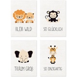 Lüttenhütt Poster »Tiere«, Tiere, (Set, 4 St., 4 Teile), 4er Set in zwei Größen, braun