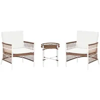 Beliani 3-tlg Bistro Set LEVICO in Weiß/Braun | Gr.: onesize