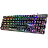 Spirit Of Gamer x PRO K1 | Kabelgebundene Semi Mechanische Gaming Tastatur PC | Layout QWERTY Spanisch | 26 Anti-Ghosting Tasten | 3 RGB Hintergrundbeleuchtungsmodi | Slim USB Gaming Keyboard
