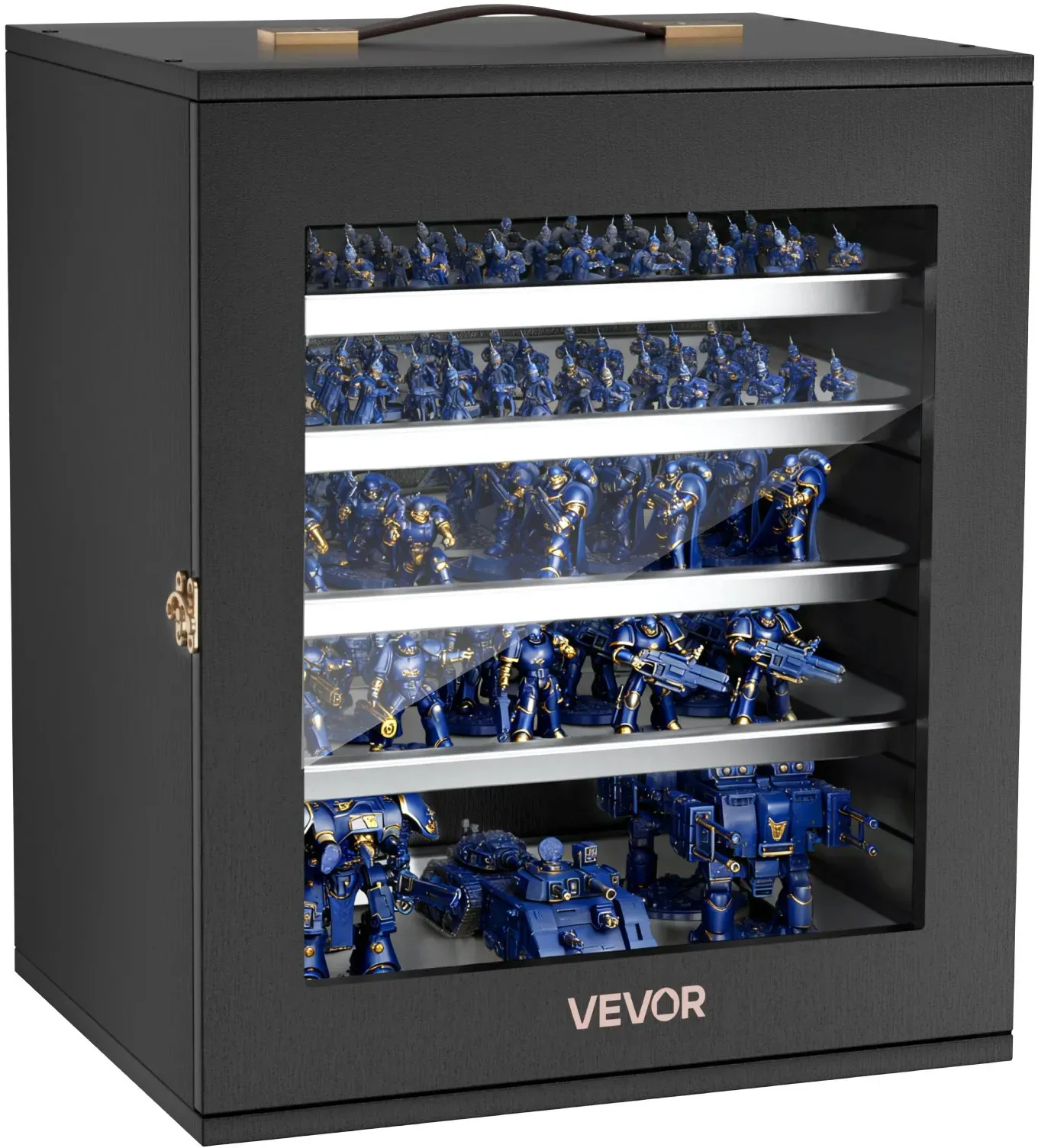 VEVOR Miniatur-Aufbewahrungskoffer für Warhammer, Für Modelle im Maßstab 1:1750-1:2000, Transportkoffer aus Holz mit 5 Ebenen 13 Fächern, Sammlervitrine für Sammlerstücke (Miniaturen nicht enthalten)