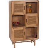 Mendler Highboard HWC-M47, Kommode Schrank Sideboard, Staufächer, Rattan Akazie Massiv-Holz gebeizt 141x90x35cm 32kg