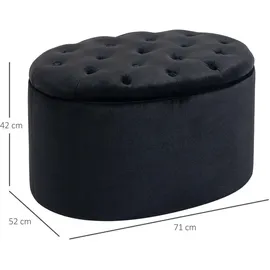 Homcom Sitzbank mit Stauraum Samtartiges Polyester Schwarz 71 x 52 x 42 cm