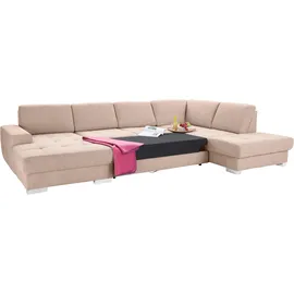 sit&more Wohnlandschaft SIT & MORE "Santorini U-Form", beige, B:340cm H:82cm T:224cm, Luxus-Microfaser ALTARA NUBUCK (100% Polyester) / Struktur (100% Polyester);Flachgewebe (100% Polyester) / Struktur (100% Polyester), Sofas, Wohnlandschaft, mit Federkern und