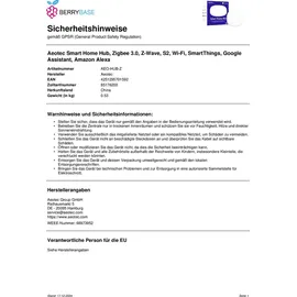 Aeotec Smart Home Hub, Zentrale weiß