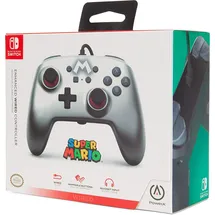 PowerA Nintendo Switch Controller silber ergonomisch Gaming Controller, Schwarz