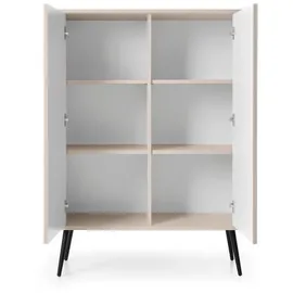 Deine Möbel 24 MODERNO 103 x 129 x 39 cm Beige / Schwarz / Weiß / Gold