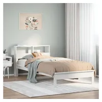 vidaXL Bett Massivholzbett mit Regal 75 x 190 cm Kiefer weiß
