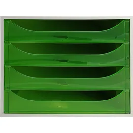 Exacompta Schubladenbox 28,4 x 34,8 x 23,4 cm 4-tlg. grau/grün