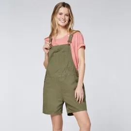 Gardena Damen Latzhose Jeans Latzshorts kurze Hose Baumwolle Olivgrün, Gr. 46