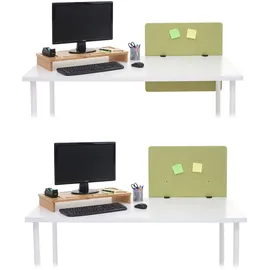 Mendler Akustik-Tischtrennwand HWC-G75, Büro-Sichtschutz Schreibtisch Pinnwand, doppelwandig Stoff/Textil ~ 60x65cm grün