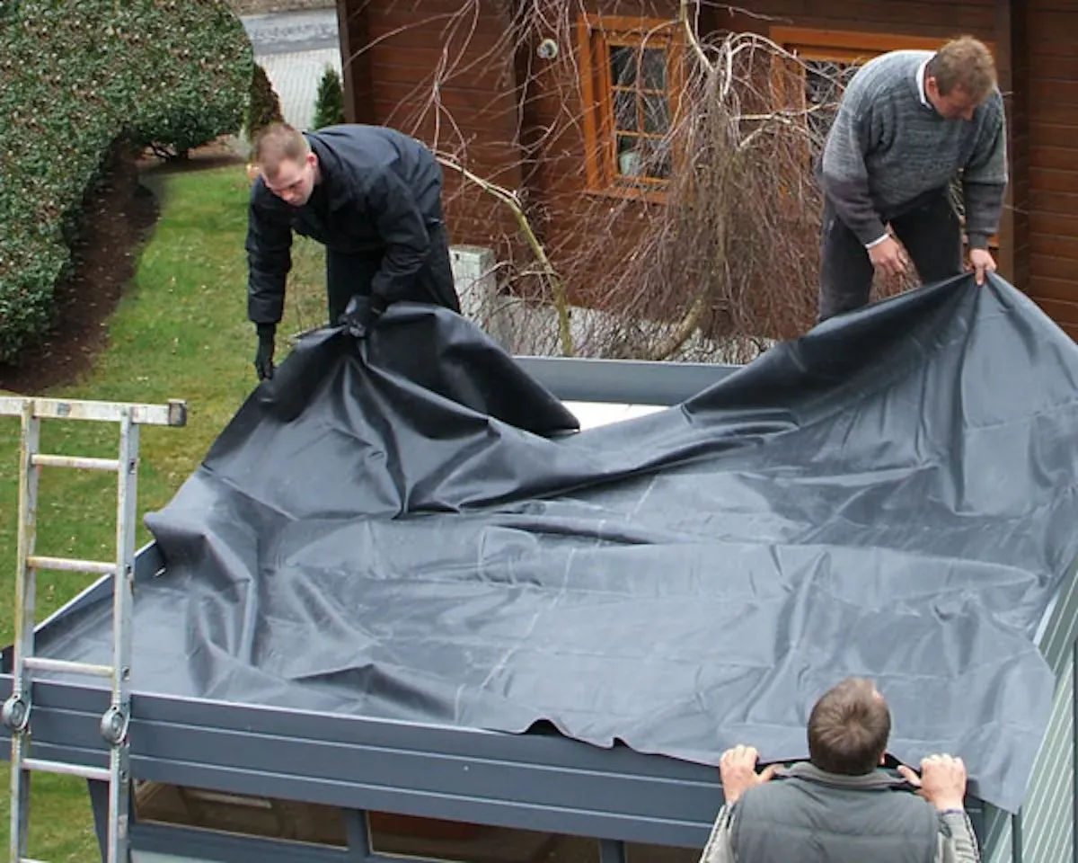 EPDM Foliendach für Karibu Gartenhaus Aramir 1/2 mit/ohne Schleppdach-Aramir 1 mit Schleppdach 150 cm