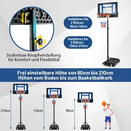 Costway Basketballständer 90-210 cm Blau/Schwarz