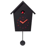 Cuco Clock Wanduhr Kuckucksuhr REIHENHAUS mit Pendeluhr Wanduhr, Moderne Schwarzwalduhr (28,3 × 22,8 × 10,4cm, mit Nachtruhefunktion, Vogelgezwitscher) rot|schwarz