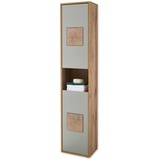 Stella Trading MID.YOU Hochschrank Hellgrau, Eiche Wotan - Badezimmerschrank Bad Schrank mit viel Stauraum - 40 x 190 x 30 cm