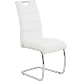 Hela Tische, 2er Set Schwingstuhl, Küchenstuhl Flora, Kunstleder Weiß, Griffmulde, Metallgestell verchromt, 42x57x98 cm) - Lederlook - BHT 42x98x57 cm