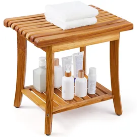 Vevor Duschhocker Teakholz Duschbank Holz Badhocker Duschsitz 180kg Badezimmer