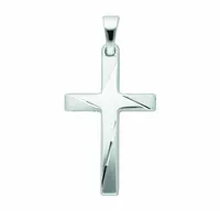 Kreuzkette ADELIA ́S "Halskette - 585 Weißgold Kreuzkette mit Kreuz Anhänger aus", silber, Halsketten, Damen, Gold Weißgold 585, Gold, Weißgold 585, Kreuzkette, Schmuckset mit bis 45 cm stufenlos verstellbarer 925 Silber Halskette