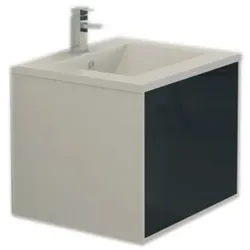 Badset LINZ Waschbecken schwarz Badmoebelset 60 cm Jet-Line Push Open Badmöbel Badausstattung Bad