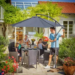 Kingsleeve Ampelschirm 300 cm Anthrazit mit Abdeckung & UV Schutz 30+