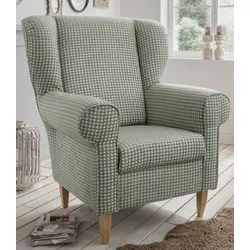 Sessel HOME AFFAIRE "Asino", grün (olive), B:80cm H:102cm T:86cm, Strukturstoff Hahnentritt (55% Polyester, 45% Polyacryl), Sessel, mit Hahnentritt Bezug, wahlweise mit Hocker