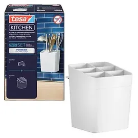 Tesa Küchenutensilienhalter weiß, Einzeladapter, Utensilienhalter, Utensilieneinlage, tesa® Power.Kit Adapter, tesa® Klebeapplikator, Anleitung, Wasserwaage, Rändelmutter