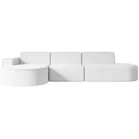 Altdecor Ecksofa Weiß, Textil, 3-Sitzer, Ottomane links, L-Form Corner