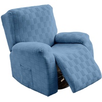 Lehnstuhlhussen - Weiche Stretch Liegestuhl Schonbezüge Sesselbezug, rutschfeste Liegestuhlbezug mit Seitentasche für Einzelsitz Liegestuhl für Stuhlschoner (Blue Cookie)