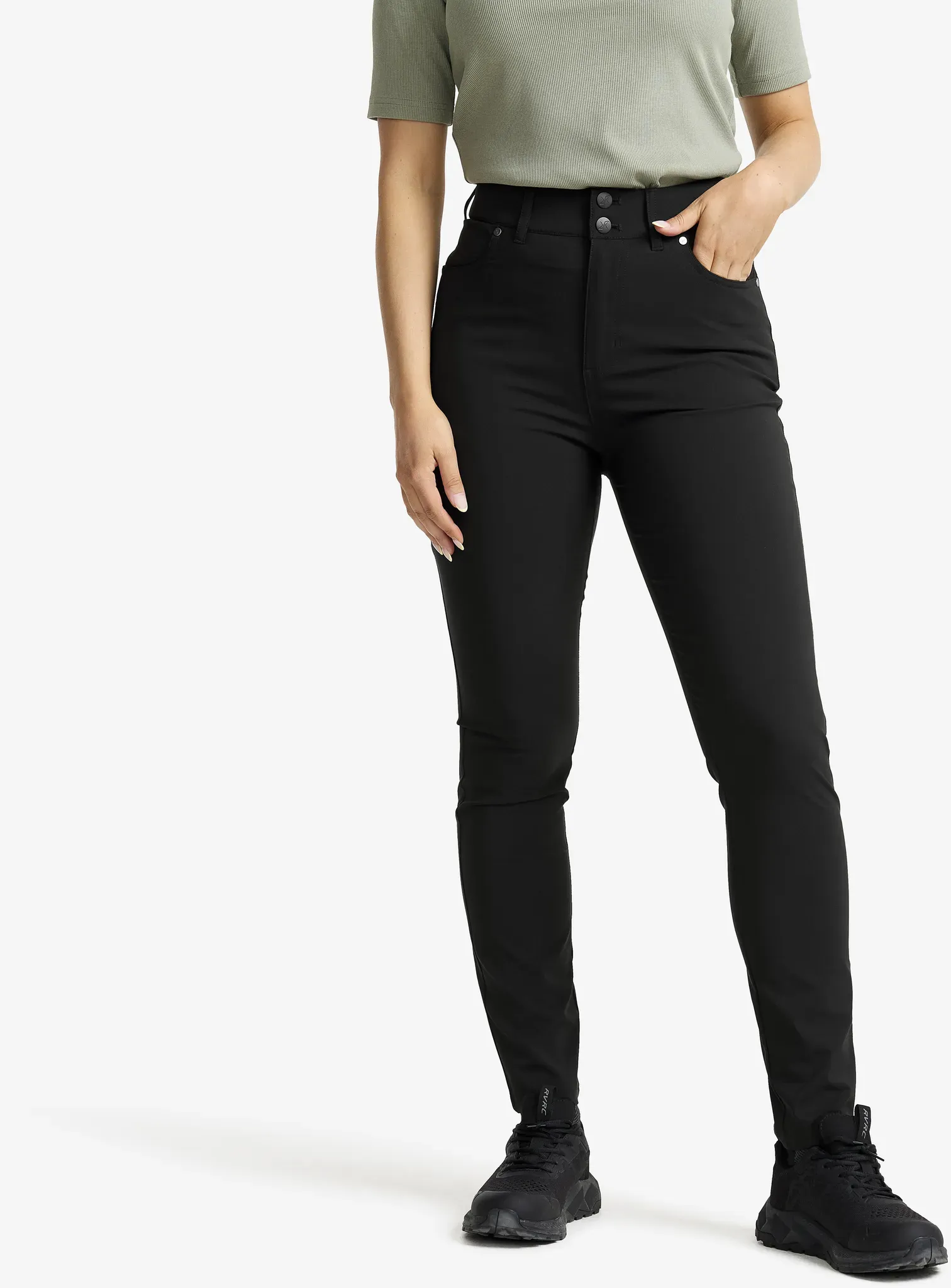 Root High-waist Stretch Jeans Damen Black, Größe:XL - Outdoor-jeans - Schwarz