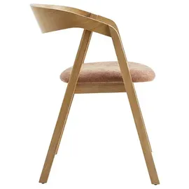 miliboo Skandinavische Stühle stapelbar aus hellem Eichenholz und Stoff mit Bouclé-wolleffekt in Ecru (2er-set) Lova