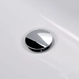 Aquade Ablaufgarntur Ab-Überlauf mit Zulauf Edelstahl mit Chrom Ablaufdeckel für Badewannen Whirlpools - Weiß
