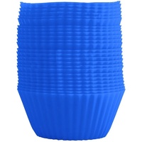 GOURMEO Backblech Reusable Blue Silicone Muffin Cups, Silikon, 25 Blaue Muffinförmchen aus Silikon - wiederverwendbar und BPAfrei blau