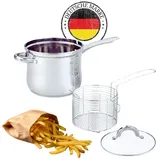 4big.fun 3.5L Frittiertopf Friteuse Frites Frittierpfanne Pommestopf Frittierkorb Pommes