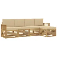 vidaXL Outdoor-Sofagarnitur 5-tlg. Weiß/Beige