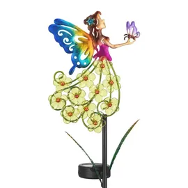 AMBIA GARDEN Solarleuchte Kunststoff 14,00x6,00x86,00 cm 1er Set Blau/Gelb/Pink/Dunkelbraun