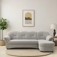 Ecksofa DOMO COLLECTION "Flores Schlafsofa, B/T/H: 233/142/86 cm, L-Form" Sofas Gr. B/H/T: 231cm x 84cm x 142cm, Luxus-Microfaser, Recamiere rechts, ohne Funktion-mit Federkern, silberfarben (silber) wahlweise mit Bettfunktion, Federkern, auch in Leder