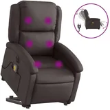 vidaXL Massagesessel mit Aufstehhilfe Leder 86,5 x 99,5 x 86,5 cm Dunkelbraun elektrisch