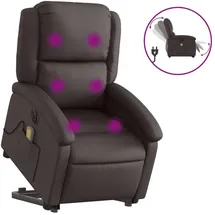 vidaXL Massagesessel mit Aufstehhilfe Leder 86,5 x 99,5 x 86,5 cm Dunkelbraun elektrisch