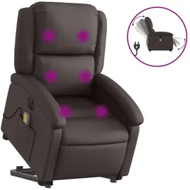 vidaXL Massagesessel mit Aufstehhilfe Leder 86,5 x 99,5 x 86,5 cm Dunkelbraun elektrisch