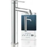 Schütte Waschtischarmatur LOS Angeles Wasserhahn Bad hoher Auslauf, hohe Armatur Badezimmer, Einhebelmischer Bad Auslauf Höhe 225 mm, Mischbatterie Waschbecken, Chrom