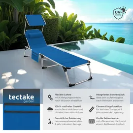 Tectake Sonnenliege 200 x 61 x 115 cm Blau