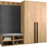 ABIKS MÖBEL Garderoben-Set MIRO Set 5, Garderobe mit gepolsterten Paneelen, Modern Design grau