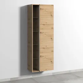 Sanipa 3way Stauraumschrank mit 1 Tür und offenen Fächern, Eiche Natural-Touch, BR18185,