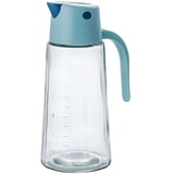 Belvanr 650 ml Olivenöl Flasche Automatisches Öffnen Automatisches Öffnen und Schließen Glasölflasche Olivenöl Flasche Behälter Flasche Olivenölspender mit Rutschfester Griff, Blau